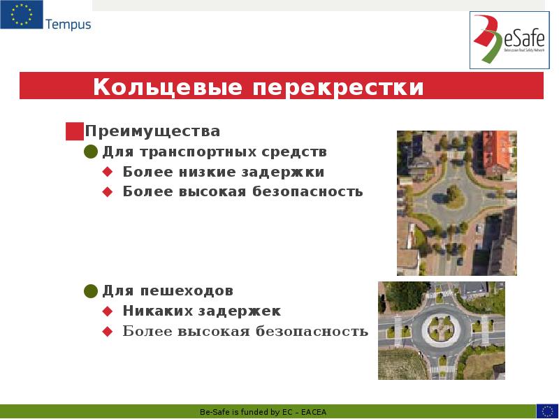 Кольцевые перекрестки
Преимущества
Для транспортных средств
Более низкие задержки
Более высокая Кольцевые перекрестки
Преимущества
Для транспортных средств
Более низкие задержки
Более высокая