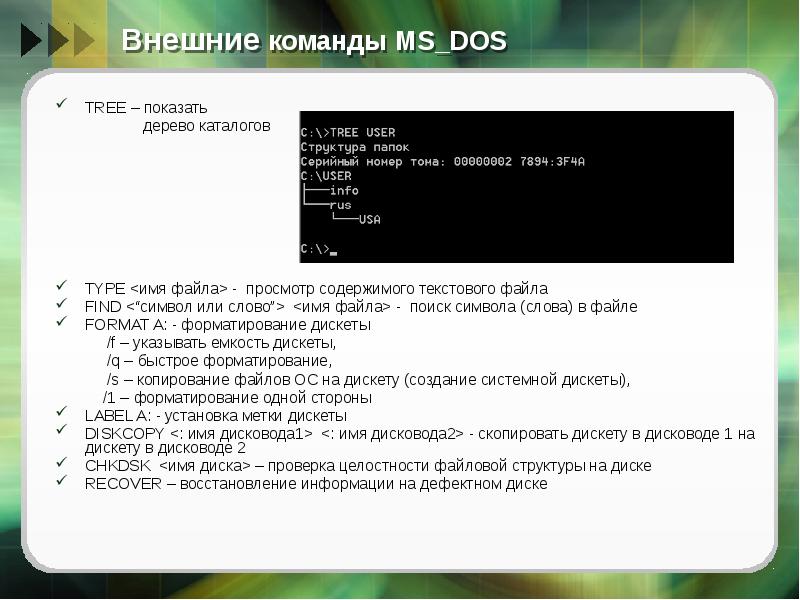 Команда для просмотра текущего каталога. Внешние команды операционной системы MS dos. Внешние команды MS dos. Команды МС дос. Команды просмотра содержимого текстовых файлов.