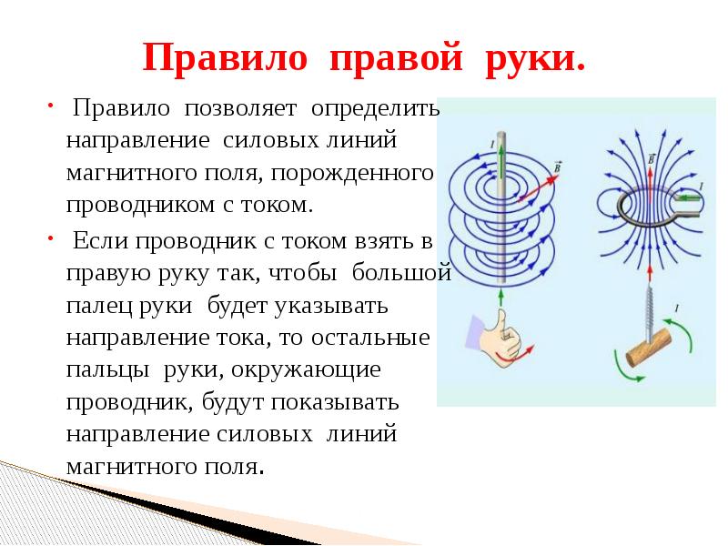 Правило правой руки физика 9 класс презентация