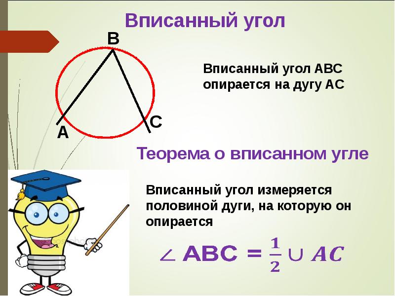 Презентация вписанные углы 8 класс атанасян