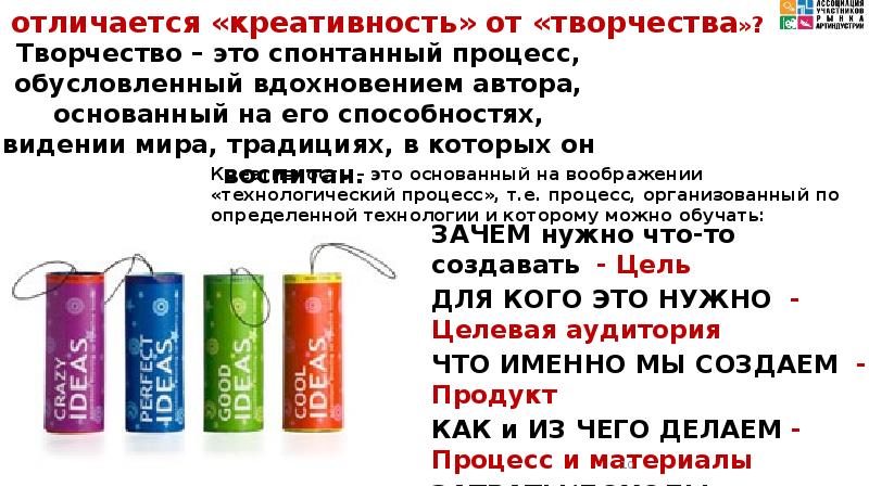 Креативность – это основанный на воображении «технологический процесс», т.е. процесс, организованный
