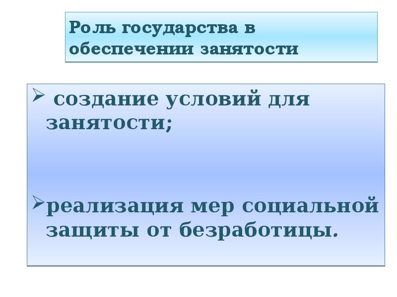 Роль государства в обеспечении занятости план