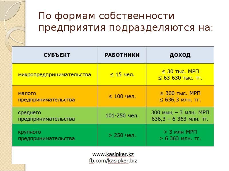 По формам собственности предприятия подразделяются на: