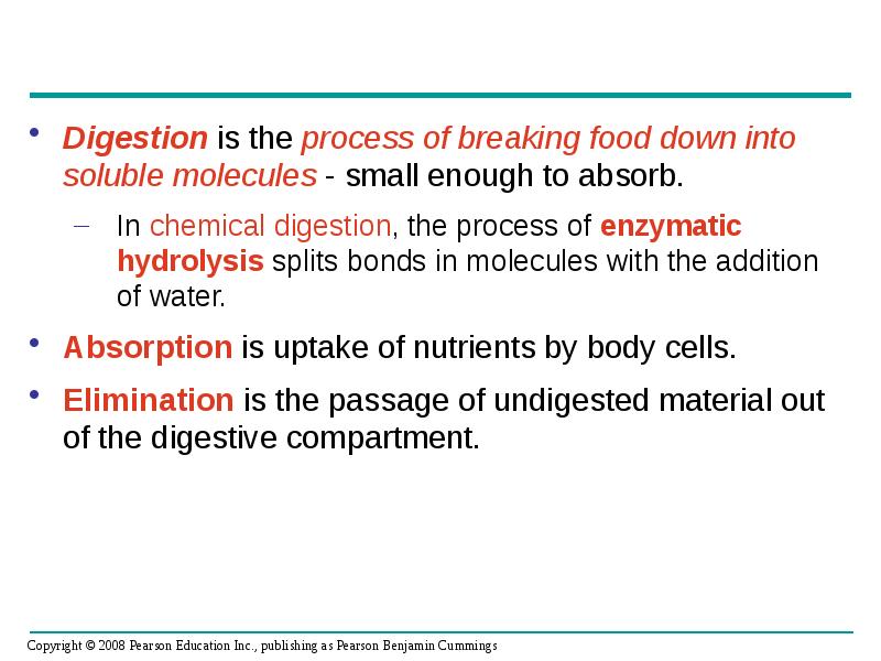 Digestion is the process of breaking food down into soluble molecules Digestion is the process of breaking food down into soluble molecules