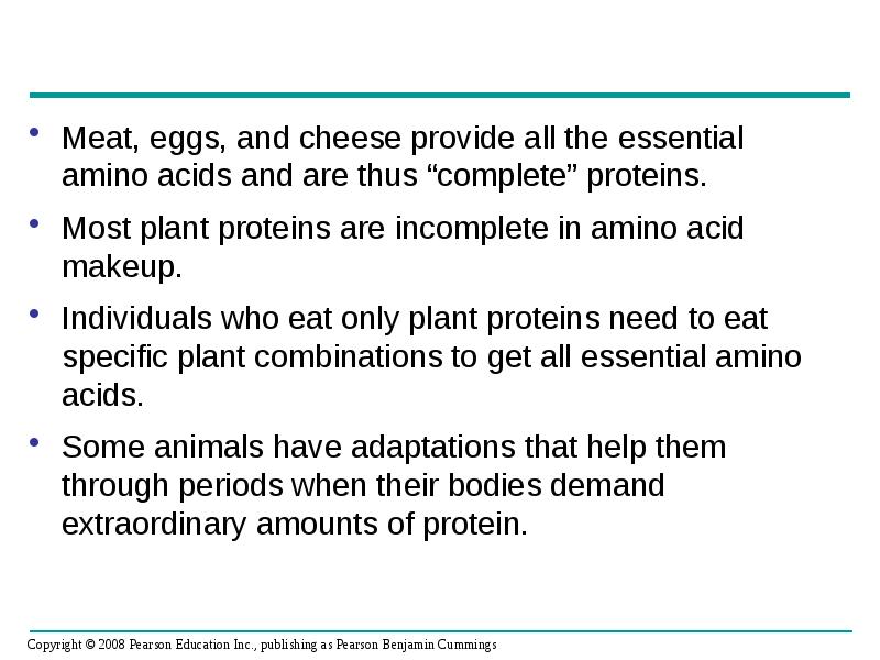 Meat, eggs, and cheese provide all the essential amino acids and Meat, eggs, and cheese provide all the essential amino acids and