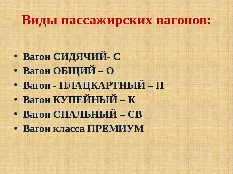 Виды пассажирских вагонов сбо 7 класс презентация