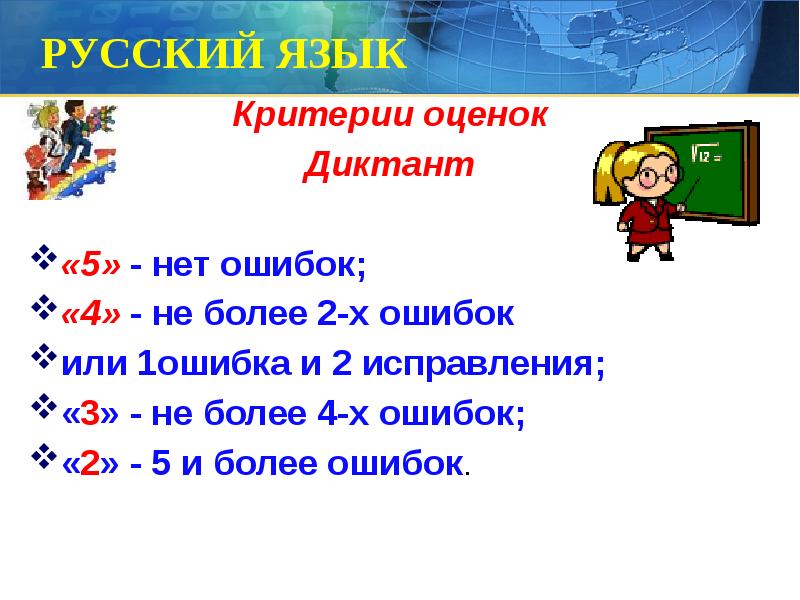 Оценивание диктанта 7 класс по русскому языку