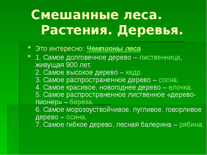 Презентация на тему смешанные леса