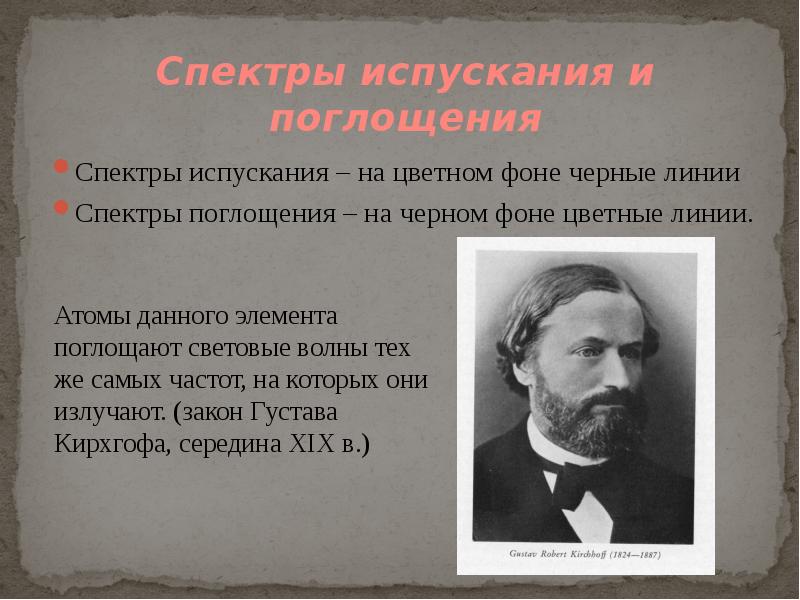 Спектры испускания и поглощения Спектры испускания – на цветном фоне черные