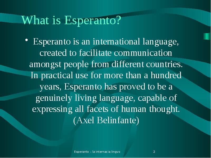 Esperanto The Origins