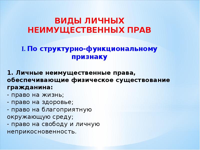 Гражданско правовая охрана личных неимущественных прав презентация