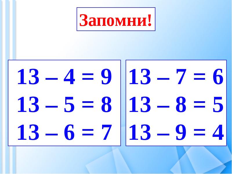 Случаи вычитания 14 презентация