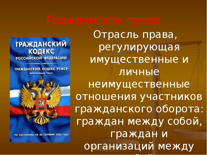 Основы гражданского права презентация 11 класс