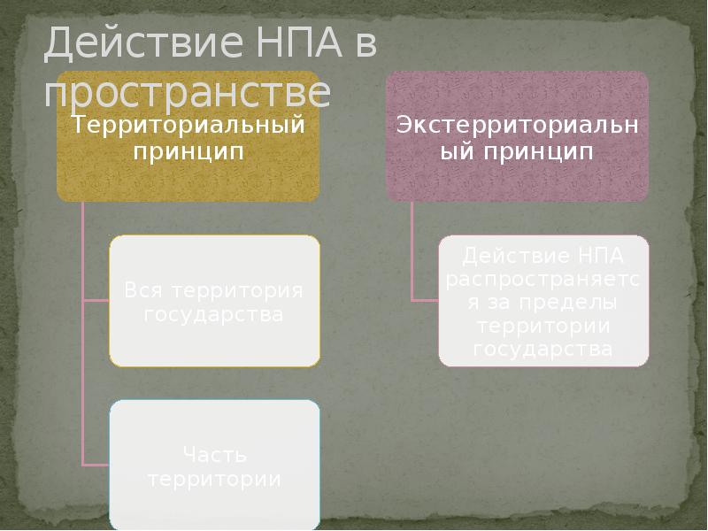 Действие в пространстве. Действие НПА В пространстве. Принципы действия НПА В пространстве. Территориальный принцип действия НПА. Действие НПА В пространстве примеры.