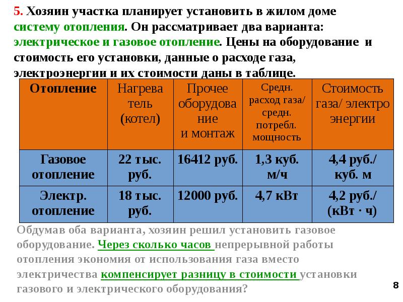 Хозяин участка. Задача с газовым и электрическим отоплением. Электрические оборудования и газовое отопление ОГЭ. Решения задач про электрическое и газовое отопление. Газовое отопление и электрическое отопление ОГЭ.