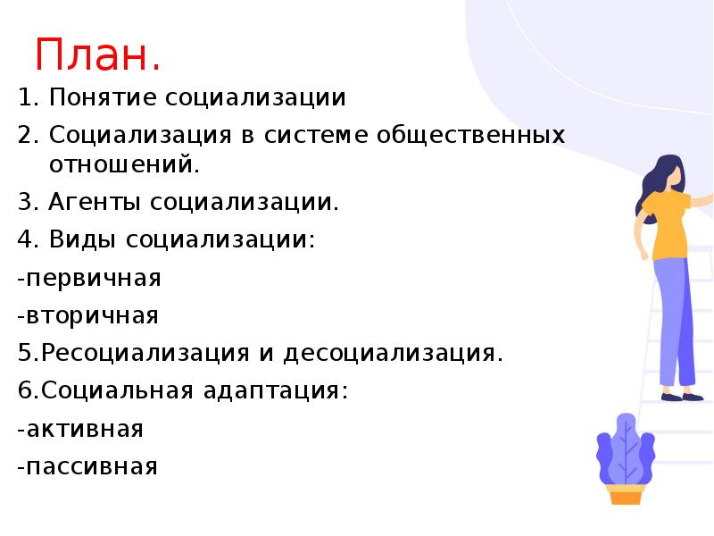 План по теме социализация индивида