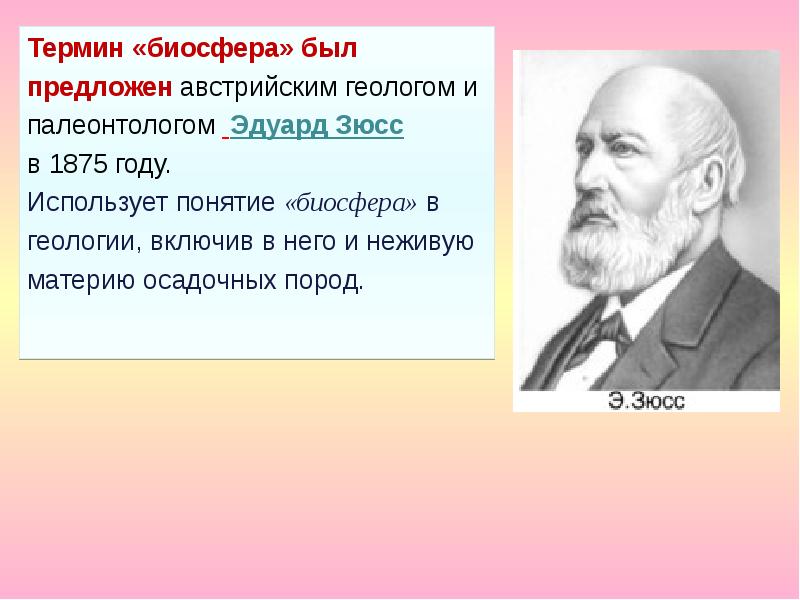 Термин Биосфера. Биосфера кто ввел. Термин Биосфера впервые употребил.