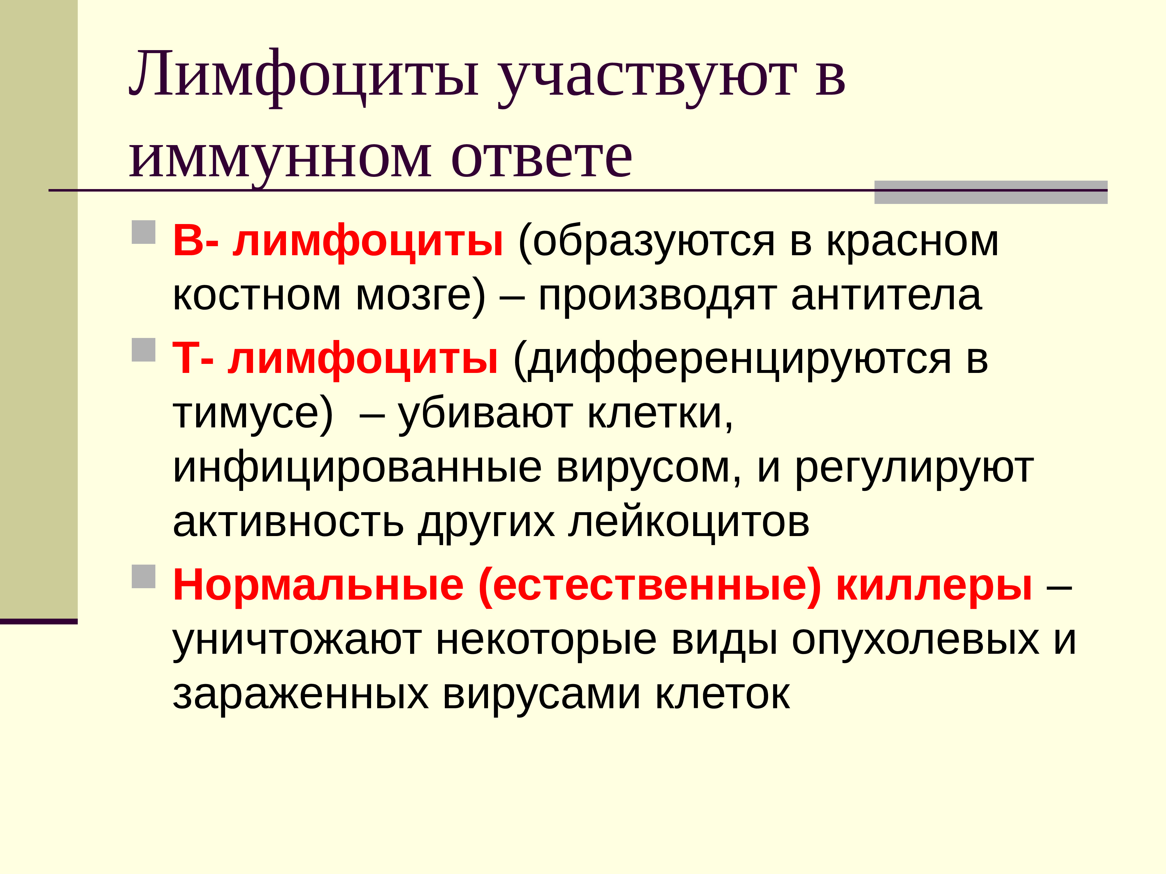 Функции лимфоцитов