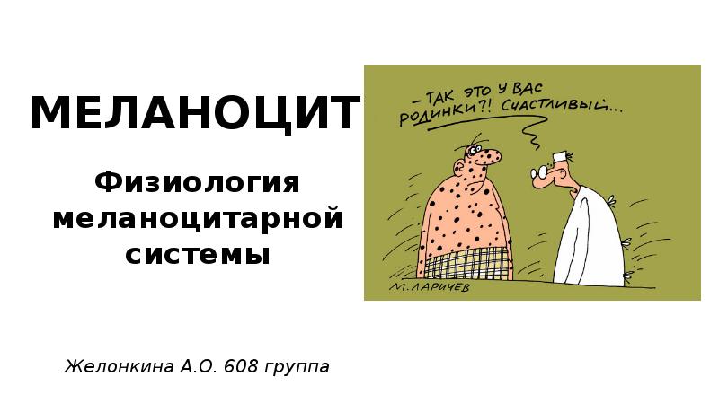 МЕЛАНОЦИТ
Физиология меланоцитарной системы
Желонкина А.О. 608 группа МЕЛАНОЦИТ
Физиология меланоцитарной системы
Желонкина А.О. 608 группа