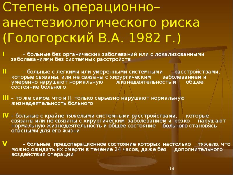 Схема определения операционно анестезиологического риска операции