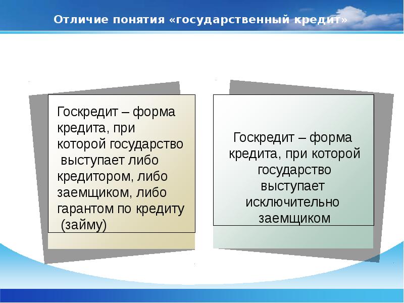 Отличия понятий. Формы государственного кредита. Государственный кредит презентация. Отличие государственного долга от кредита. Государственный кредит это кредит при котором государство выступает.