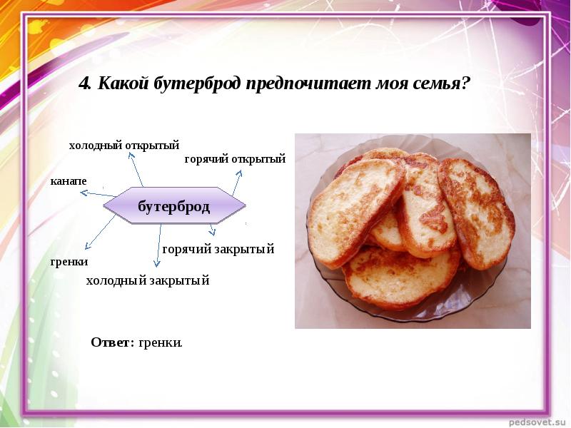 Творческий проект завтрак для всей семьи технология 5 класс