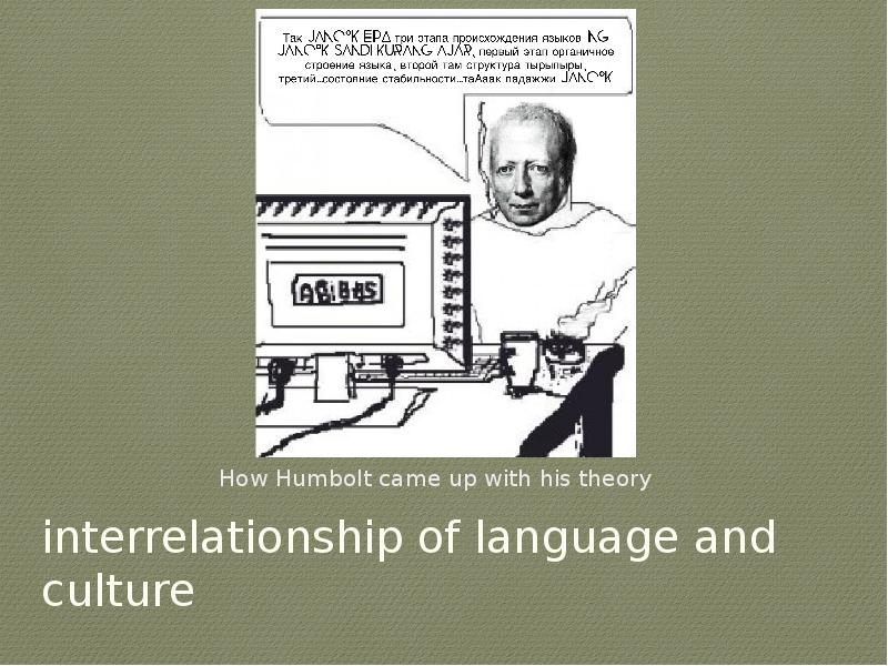 interrelationship of language and culture
How Humbolt came up with his interrelationship of language and culture
How Humbolt came up with his