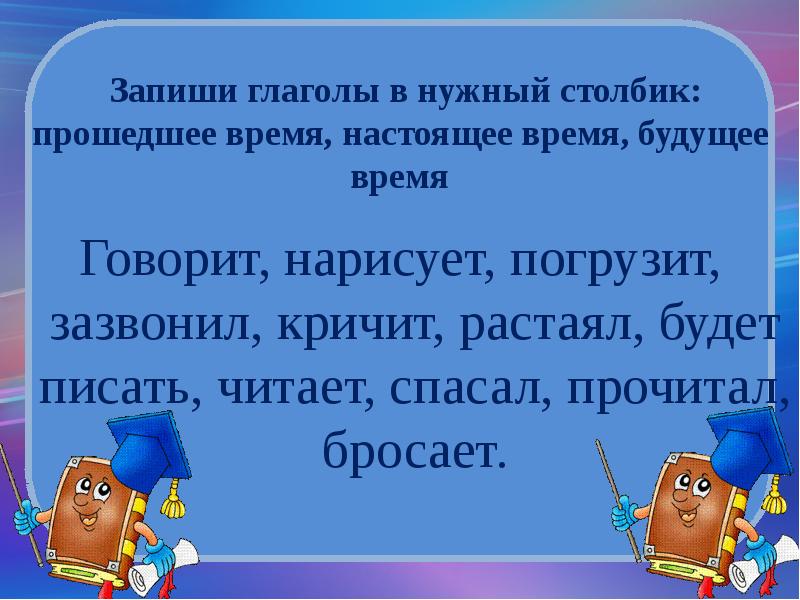 Запишите глаголы настоящего времени. Телефон зазвонить в прошедшем времени.