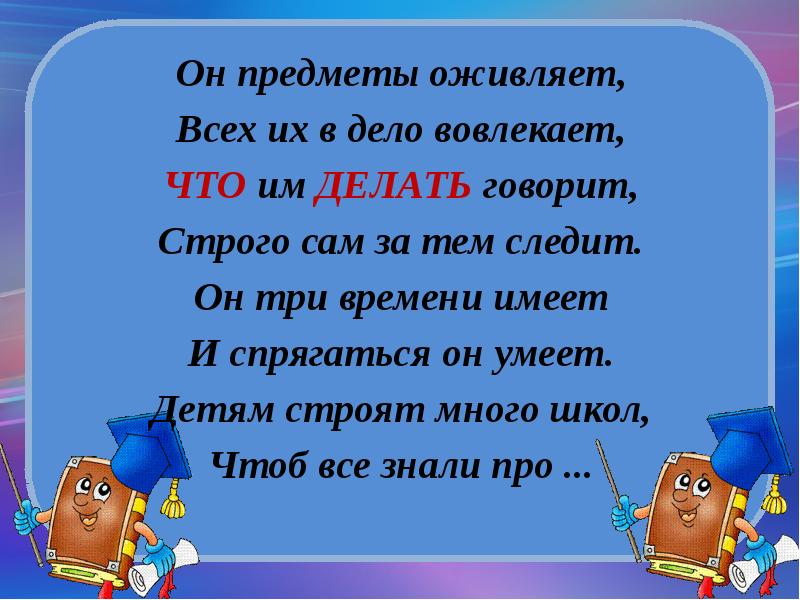 Презентация изменение глаголов по временам 3 класс школа россии 3 урок