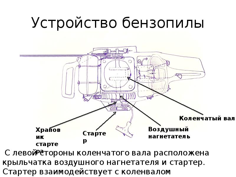 Устройство бензопилы схема