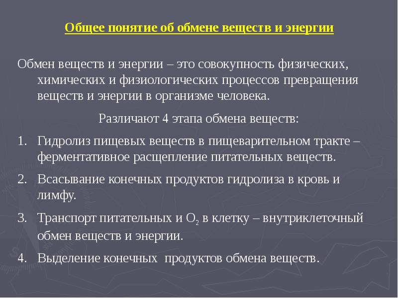 Основной обмен презентация