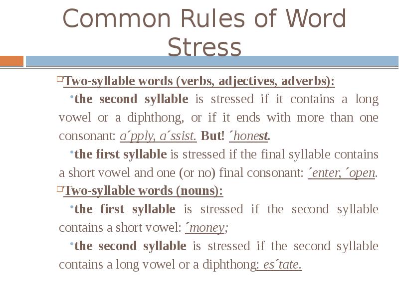 First syllable stressed