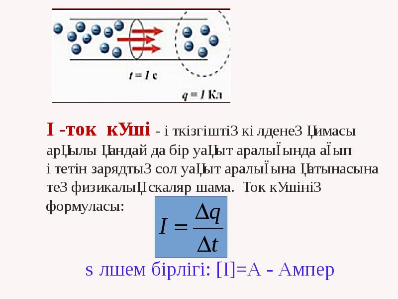 І -ток күші - өткізгіштің көлденең қимасы арқылы қандай да бір