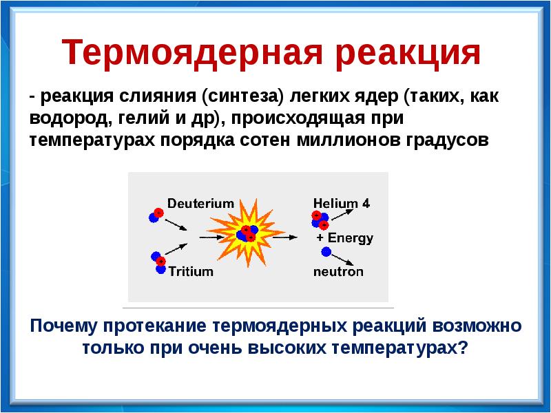 Термоядерный синтез физика 11 класс презентация