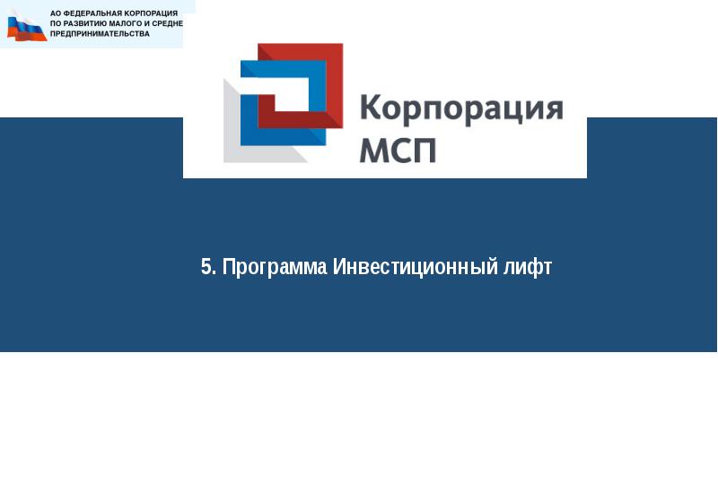 Программы корпорации мсп. Инвестиционный лифт. ассоциация мсп.
