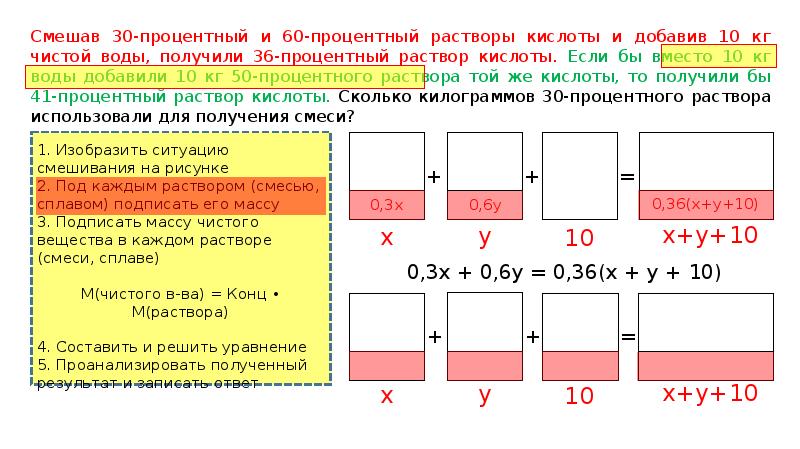 Смешав 45-процентный и 97-процентный растворы кислоты и …