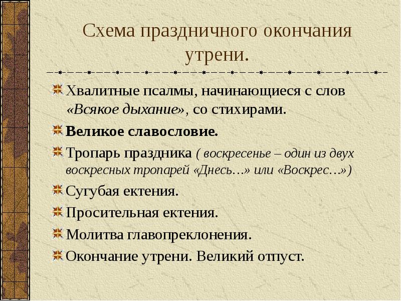 Полиелейной утрени схема