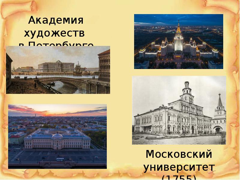 Гг академия. Петербурге Академии художеств 1755. Московский университет 1755. Московский университет и Академия художеств. Открытие Московского университета и Академии художеств.