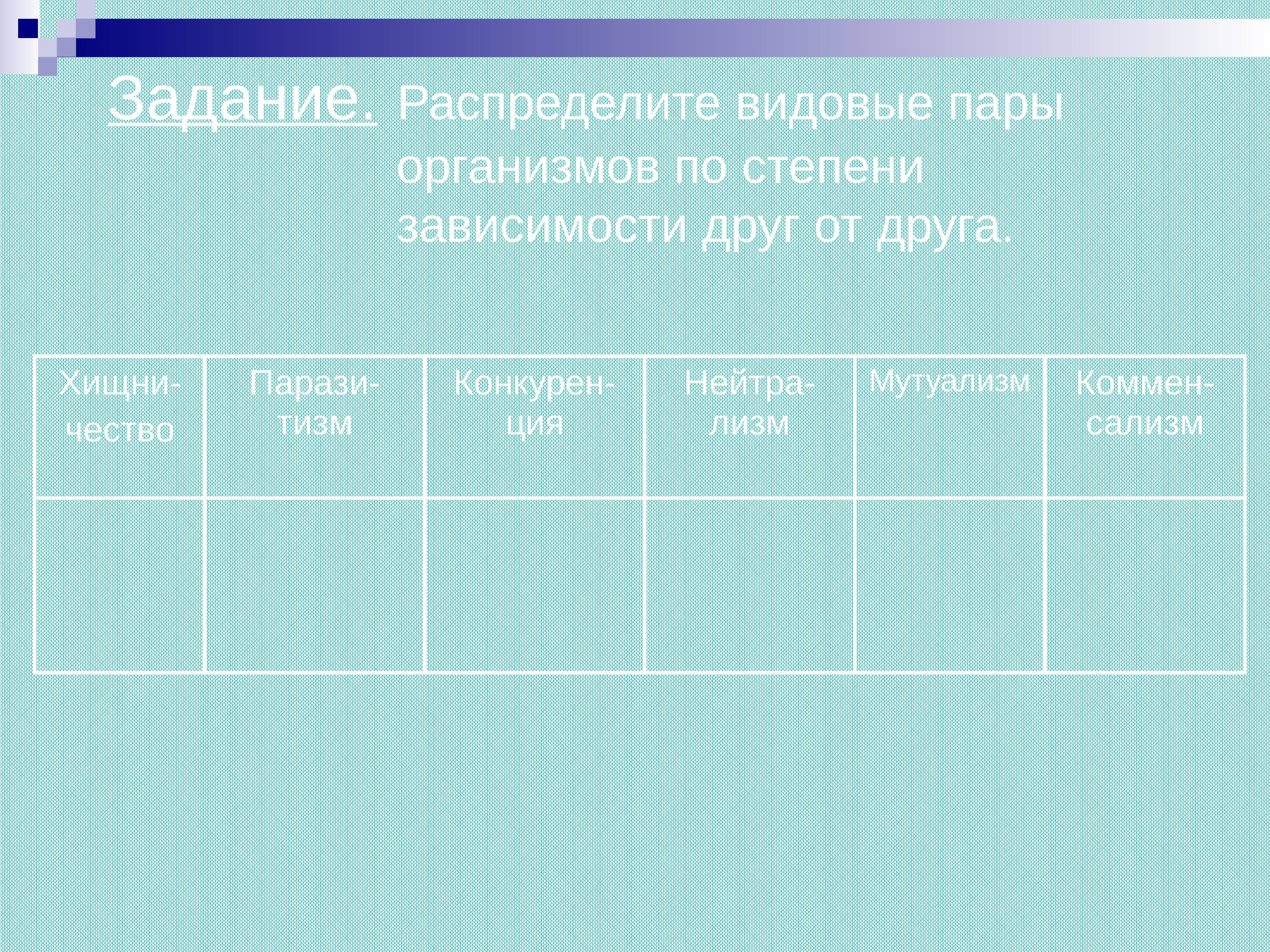 Пары организмов. Пары организмов по биотическим связям. Степени организмов. Распределить по шкале среды организма человека. Задание распределение по парам.