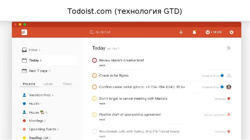 Todoist шаблоны проектов