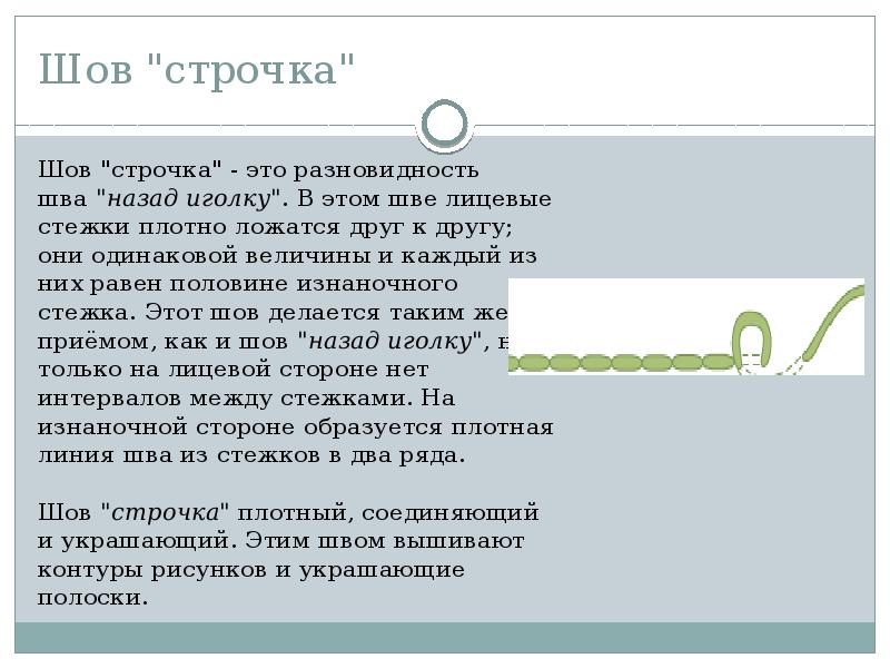 Шов назад иголку презентация