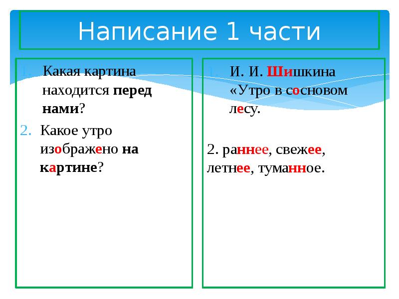 Презентация 2 класс сочинение по картине шишкина утро в сосновом