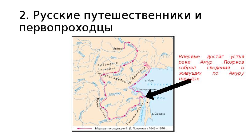 Русские путешественники и первопроходцы в 17 веке контурная карта