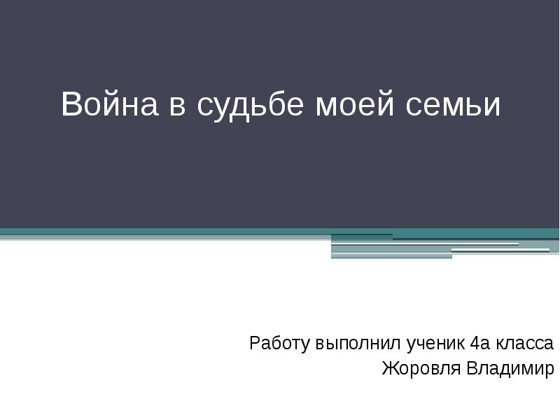 Война в судьбе моей семьи проект