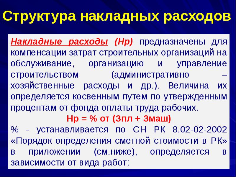 Накладные расходы презентация