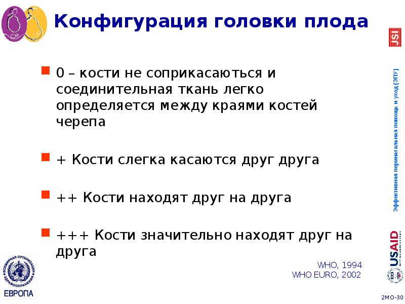 Конфигурация головки плода
0 – кости не соприкасаються и соединительная ткань Конфигурация головки плода
0 – кости не соприкасаються и соединительная ткань