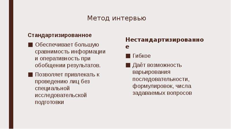 Метод интервью. Метод интервью 3+ 3-.