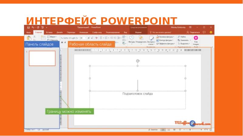 Интерфейс презентации powerpoint