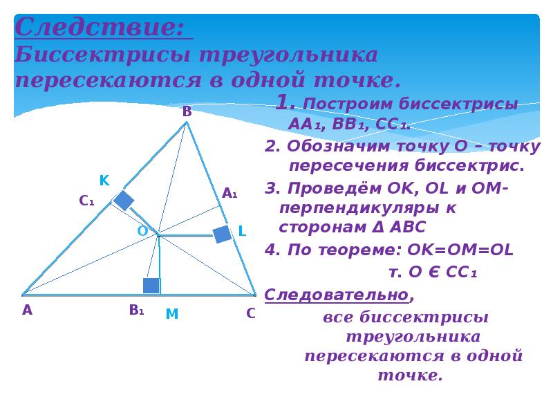 Биссектрисы равностороннего треугольника точкой. Биссектрисы треугольника пересекаются. Биссектрисы треугольника пересекаются в точке. Точка пересечения биссектрис. Биссектрисы треугольника пересекаются в одной точке.