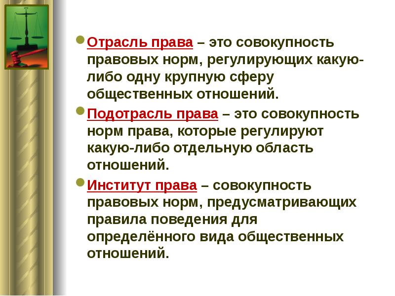 Совокупность норм регулирующих сферу общественных отношений. Отрасли права. Совокупность отраслей права. Отрасль права это совокупность правовых норм. Нормы отрасли права.